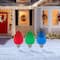 Glitzhome; Glitzhome® 23.5" Set of 3 Christmas Metal Red, Green & Blue Bulbs Yard Stake; Category:Christmas Yard Decorations; Image:5